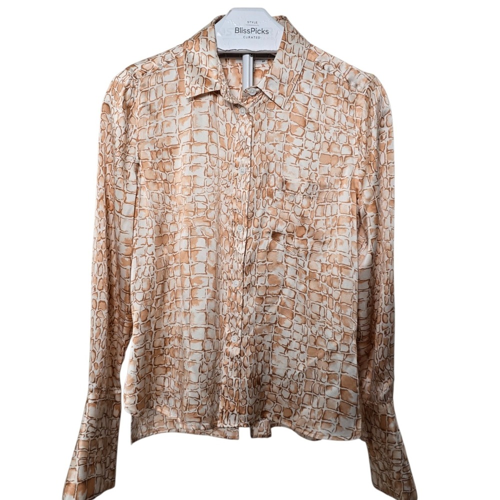Equipment Huntley Silk Blouse S Rose Crocodile Print Quiet Luxury Button Up